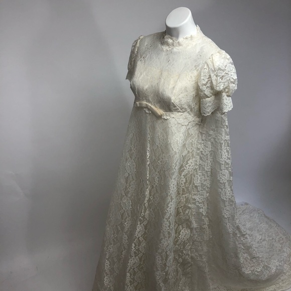 Vintage 70’s empire lace wedding dress costume - Picture 4 of 8